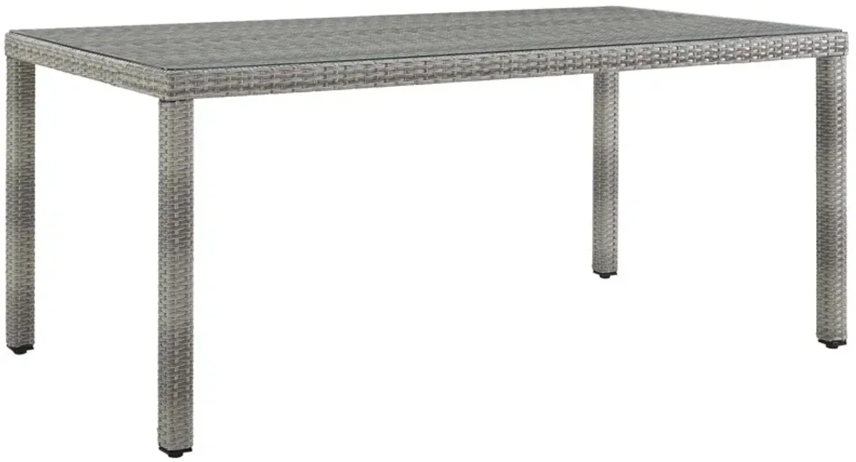 Aura 68" Outdoor Patio Wicker Rattan Dining Table by Modway Gray