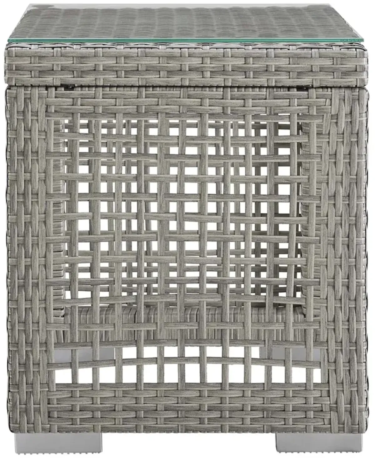 Aura Outdoor Patio Wicker Rattan Side Table by Modway Gray