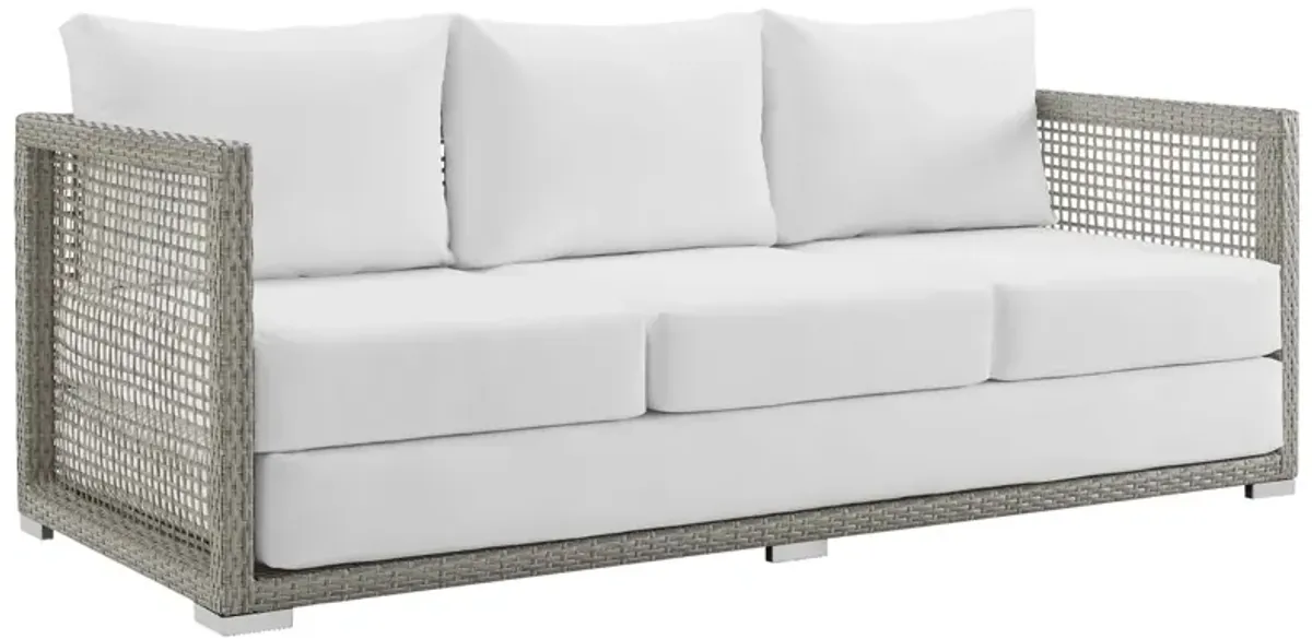 Aura Outdoor Patio Wicker Rattan Sofa by Modway Gray White