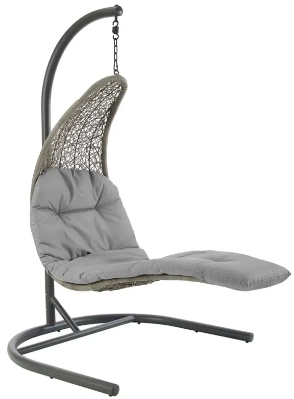Landscape Hanging Chaise Lounge Outdoor Patio Swing Chair by Modway Light Gray Gray