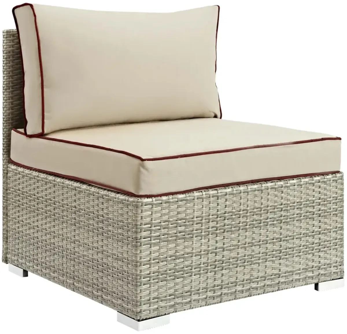 Repose Outdoor Patio Armless Chair by Modway Light Gray Beige