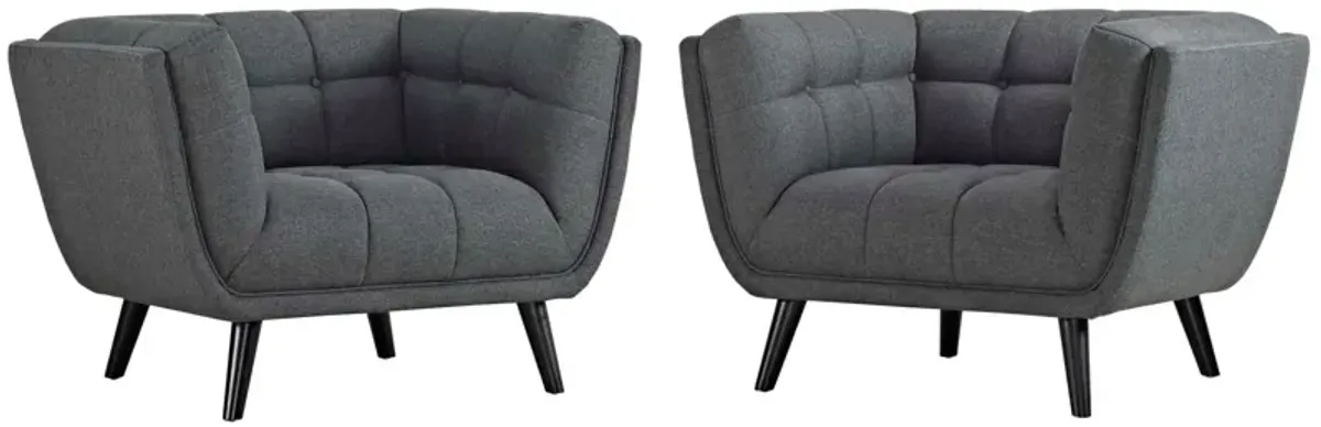 Bestow 2 Piece Upholstered Fabric Armchair Set by Modway Gray