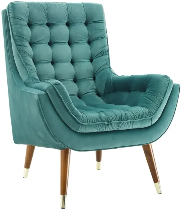 Suggest Button Tufted Performance Velvet Lounge Chair by Modway Teal
