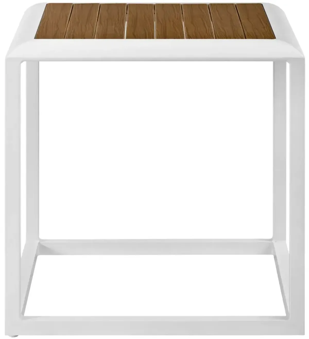 Stance Outdoor Patio Aluminum Side Table by Modway White Natural
