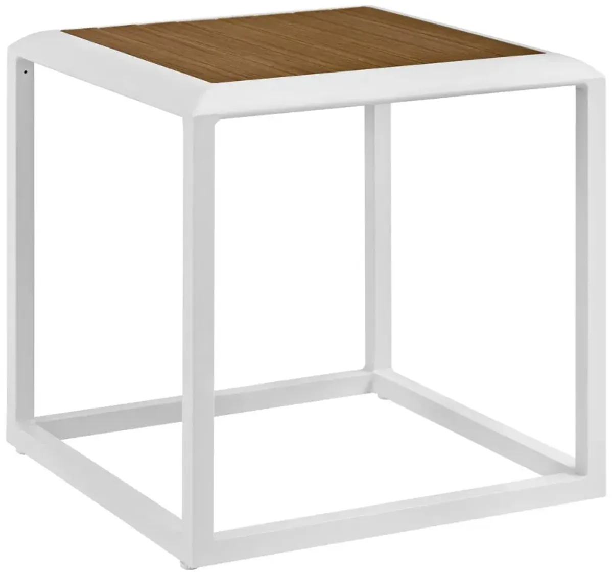 Stance Outdoor Patio Aluminum Side Table by Modway White Natural