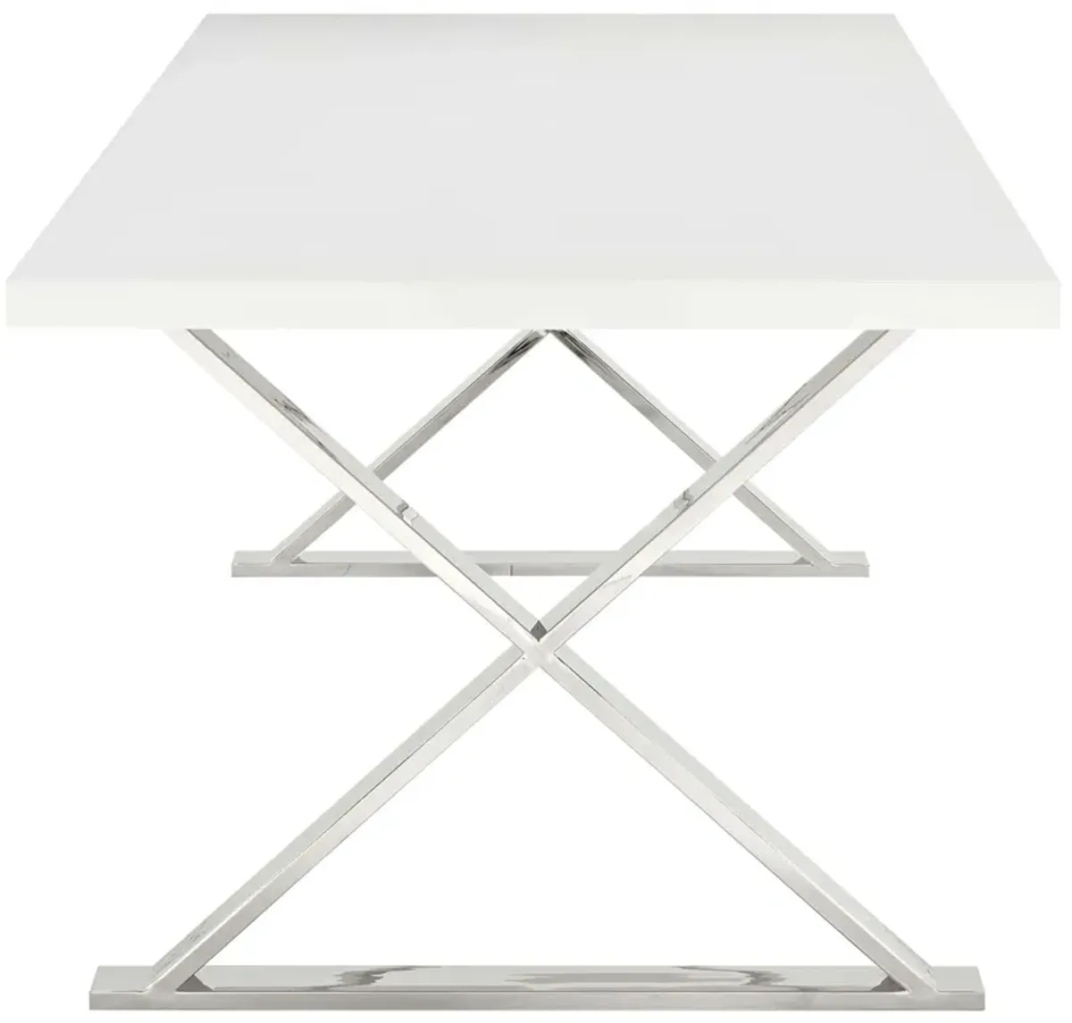 Sector Dining Table by Modway White Silver
