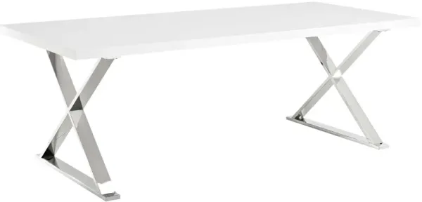 Sector Dining Table by Modway White Silver