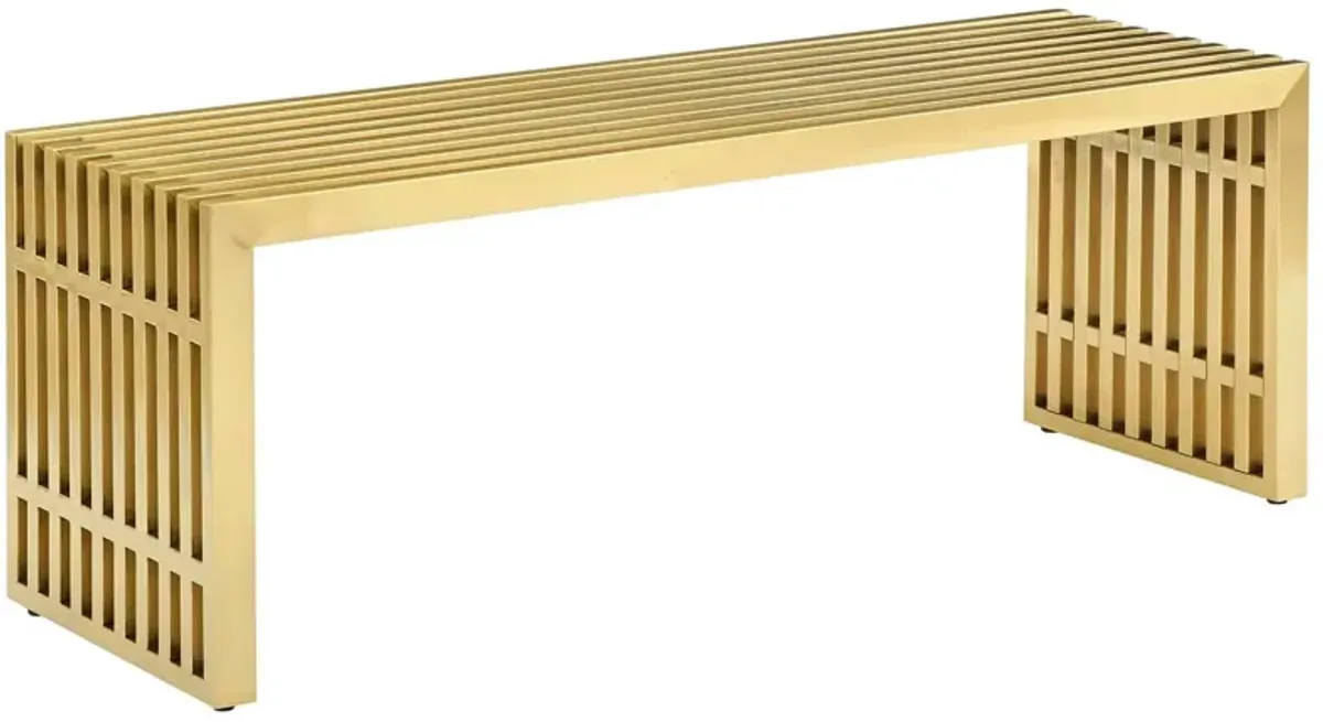 Gridiron Medium Stainless Steel Bench by Modway Gold
