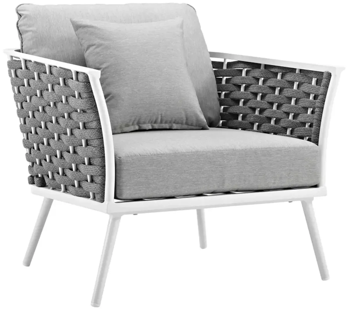 Stance Outdoor Patio Aluminum Armchair by Modway White Gray