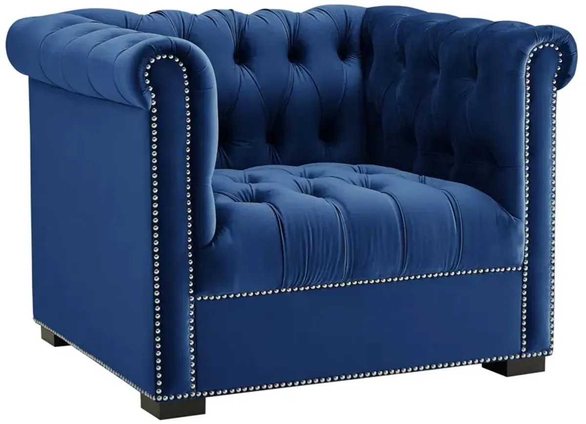 Heritage Performance Velvet Armchair by Modway Midnight Blue