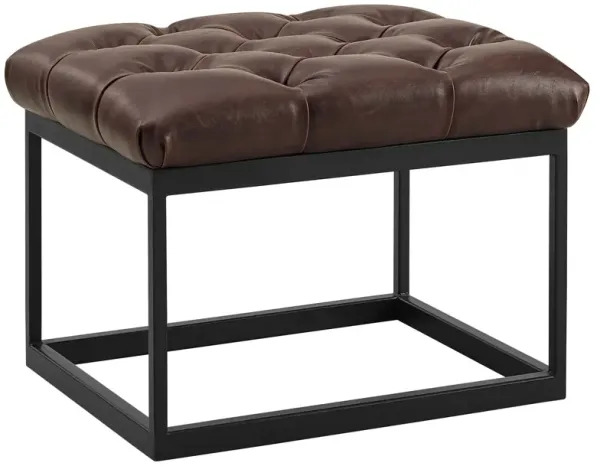 Cherish Antique Button Tufted Faux Leather Ottoman by Modway Brown