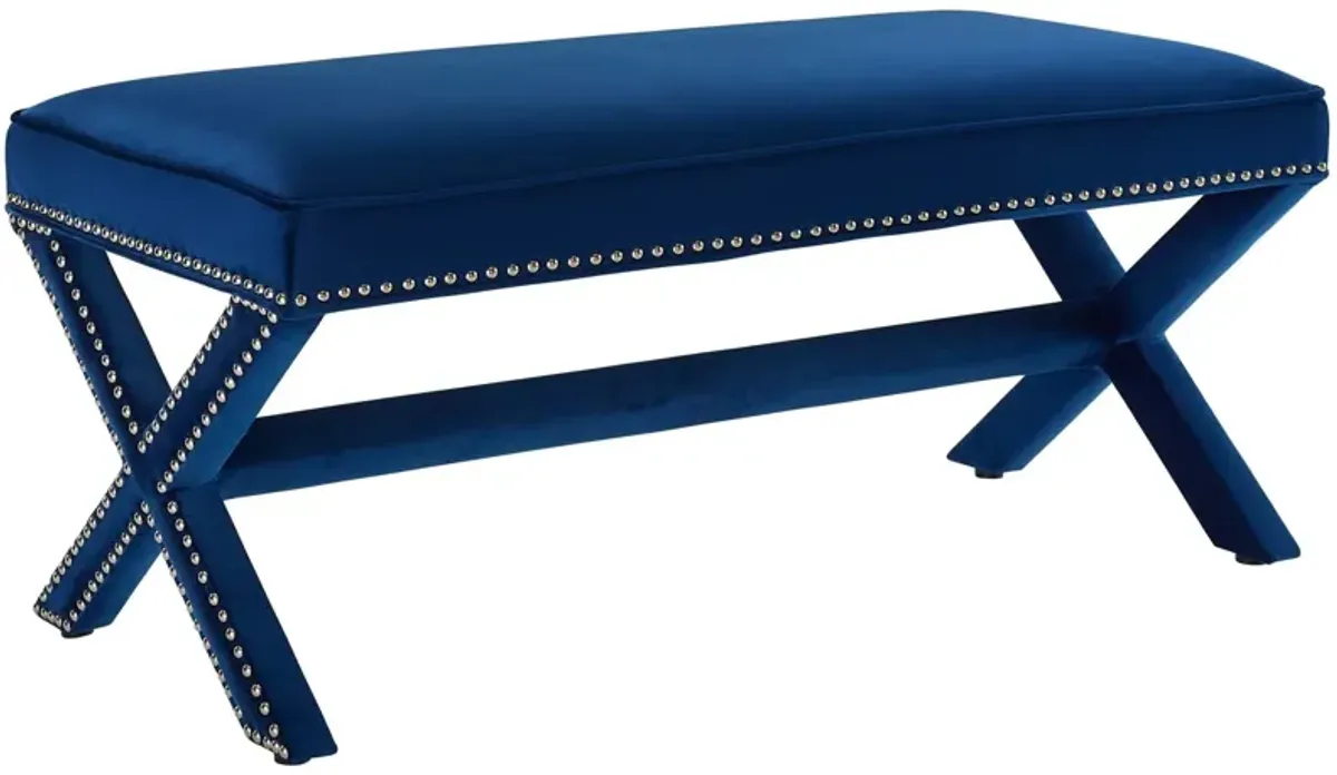 Rivet Performance Velvet Bench by Modway Navy