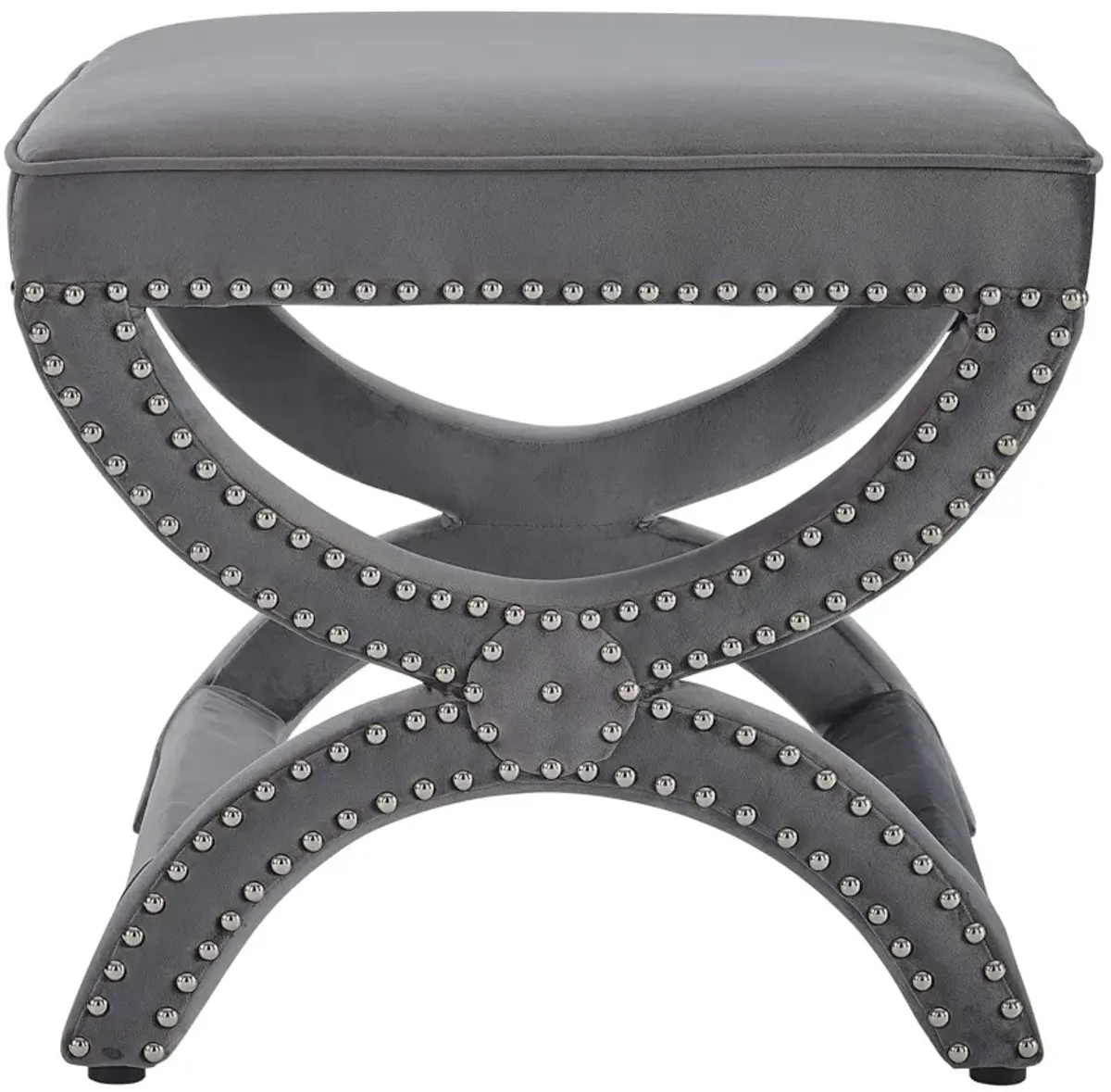 Expound Upholstered Nailhead Trim Performance Velvet Ottoman by Modway Gray