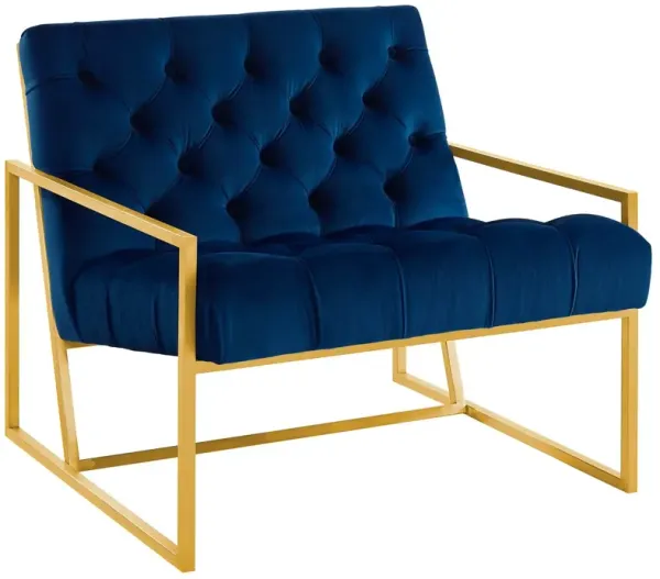 Bequest Gold Stainless Steel Performance Velvet Accent Chair by Modway Navy