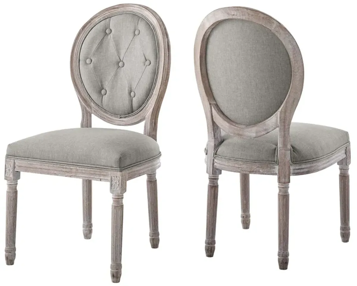 Arise Vintage French Upholstered Fabric Dining Side Chair Set of 2 by Modway Beige