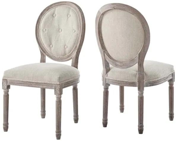 Arise Vintage French Upholstered Fabric Dining Side Chair Set of 2 by Modway Beige
