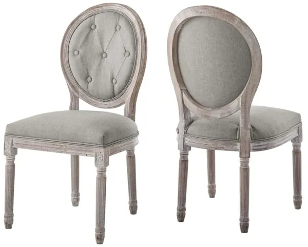 Arise Vintage French Upholstered Fabric Dining Side Chair Set of 2 by Modway Light Gray