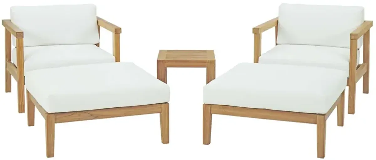 Bayport 5 Piece Outdoor Patio Teak Set by Modway Natural White