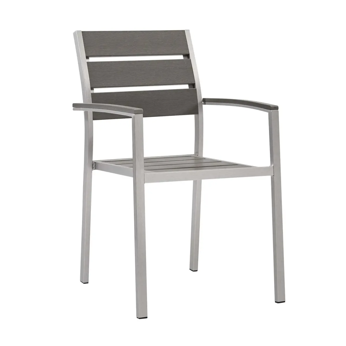 Shore Outdoor Patio Aluminum Dining Armchair by Modway Silver Gray
