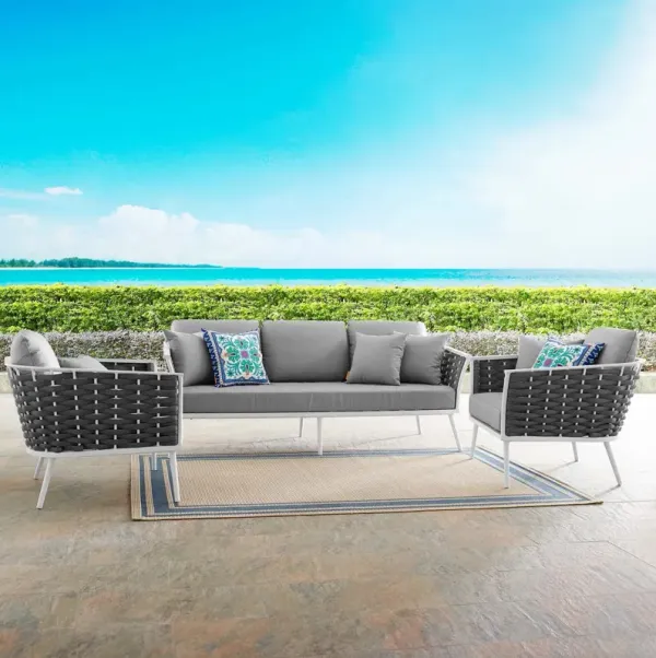 Stance 3 Piece Outdoor Patio Aluminum Sectional Sofa Set by Modway