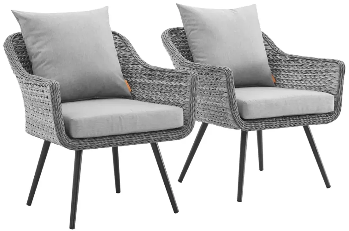 Endeavor Armchair Outdoor Patio Wicker Rattan Set of 2 by Modway Gray Gray