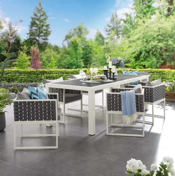 Stance 7 Piece Outdoor Patio Aluminum Dining Set by Modway White Navy