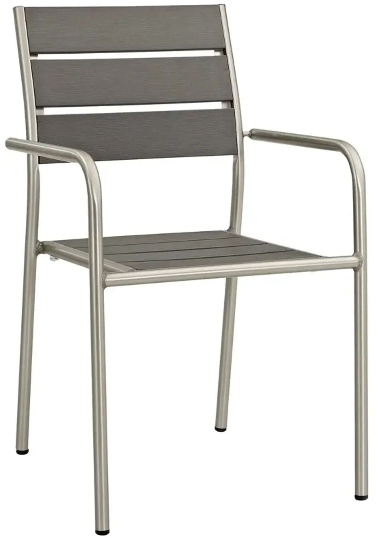 Shore Outdoor Patio Aluminum Dining Rounded Armchair Set of 2 by Modway Silver Gray