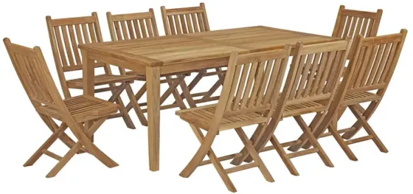 Marina 9 Piece Outdoor Patio Teak Dining Set by Modway Natural