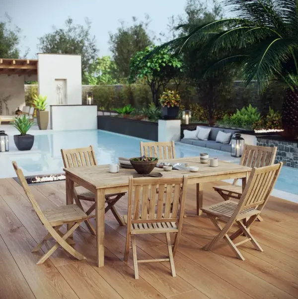 Marina 7 Piece Outdoor Patio Teak Dining Set by Modway Natural