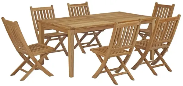 Marina 7 Piece Outdoor Patio Teak Dining Set by Modway Natural