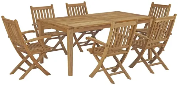 Marina 7 Piece Outdoor Patio Teak Dining Set by Modway Natural