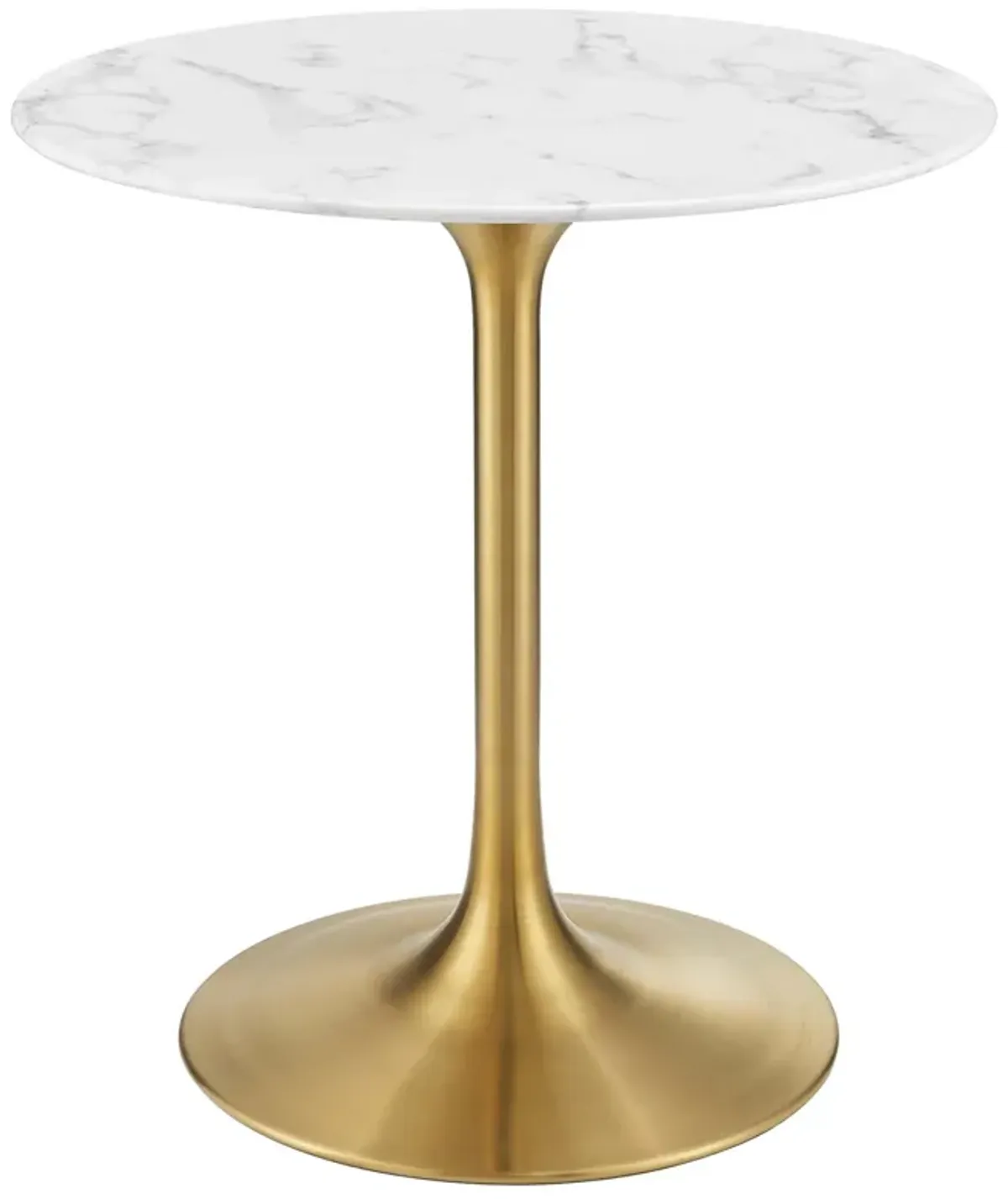 Lippa Round 28" Dining Table by Modway Faux Marble / Gold White