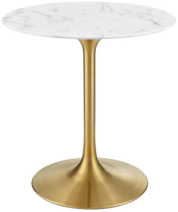 Lippa Round 28" Dining Table by Modway Faux Marble / Gold White