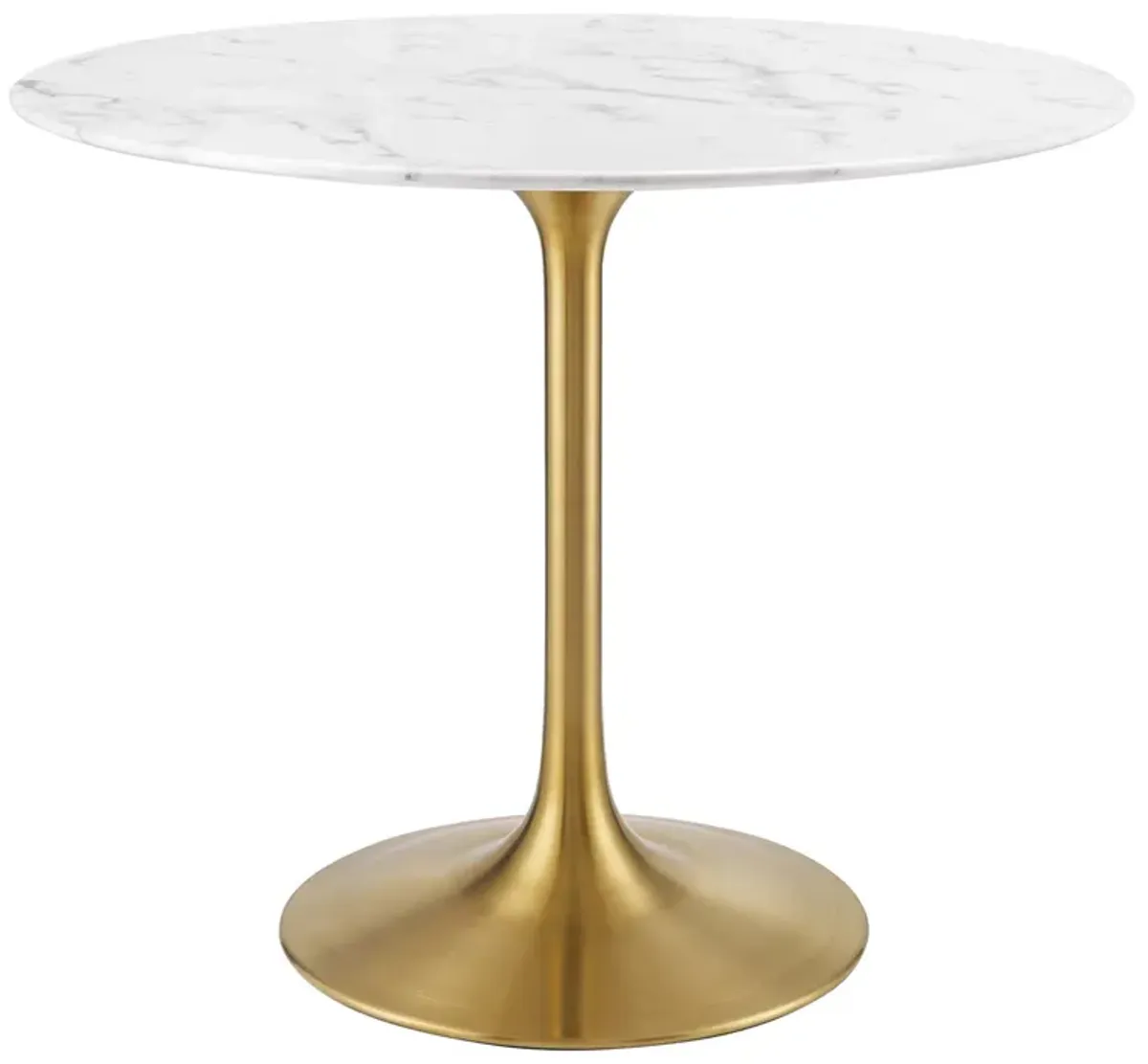 Lippa Round 36" Dining Table by Modway Faux Marble / Gold White