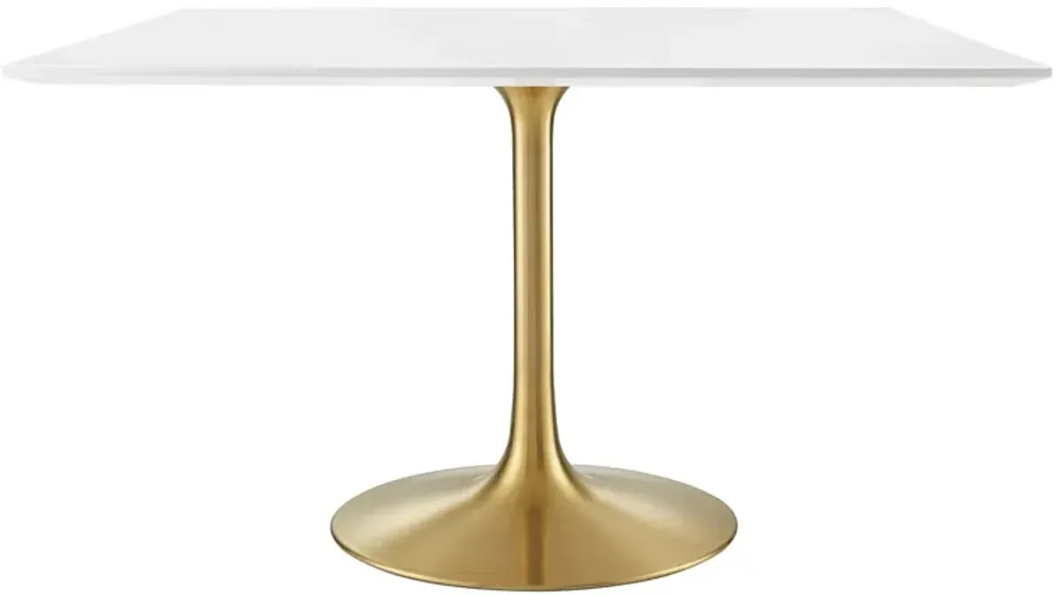 Lippa Square Wood Dining Table by Modway 48" / Gold White
