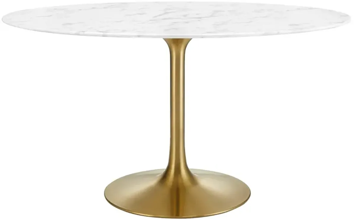 Lippa Oval Artificial Marble Dining Table by Modway 54" / Gold White