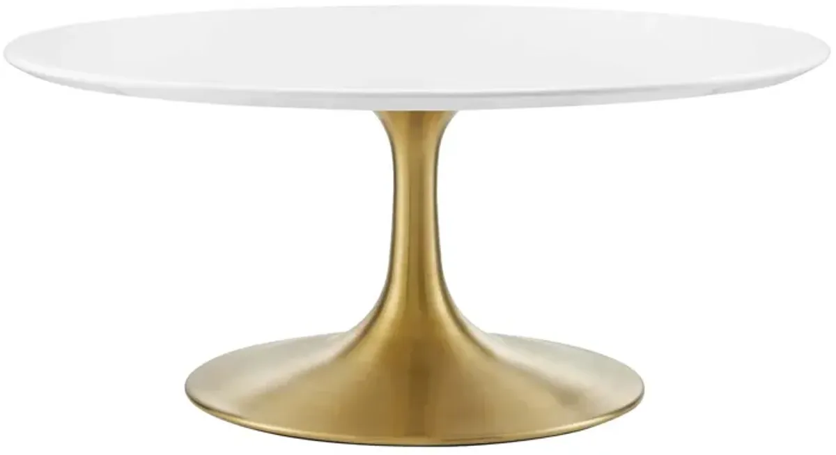 Lippa Round Wood Coffee Table by Modway 36" / Gold White