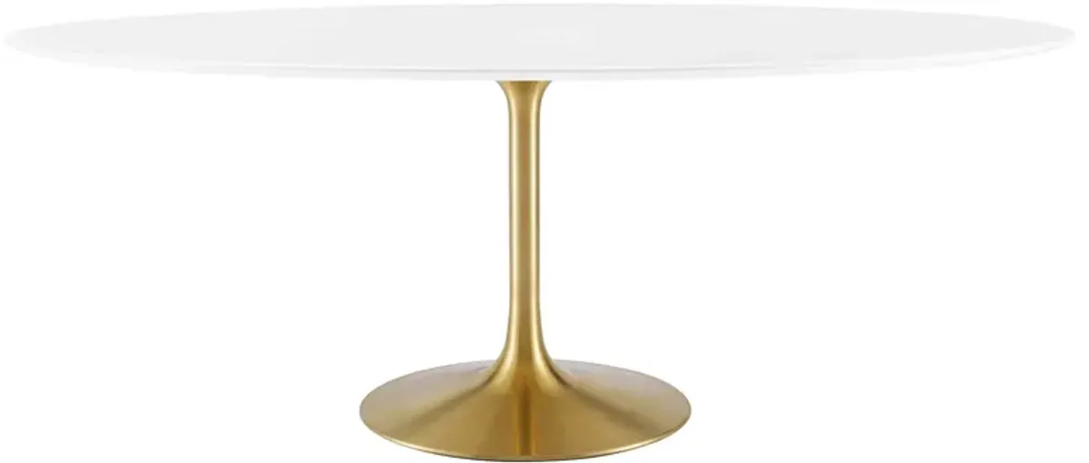 Lippa Oval Wood Dining Table by Modway 78" / Gold White