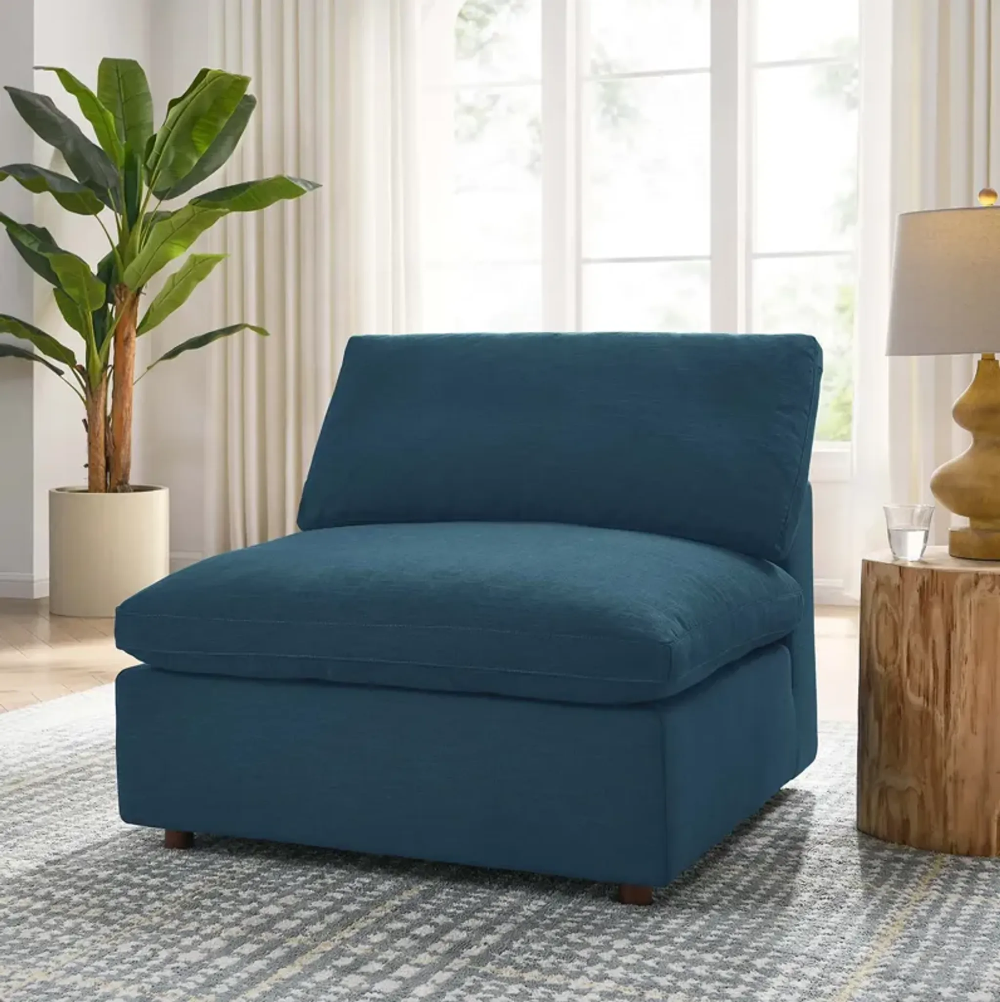 Commix Down Filled Overstuffed Armless Chair By Modway Azure Lexmod ...
