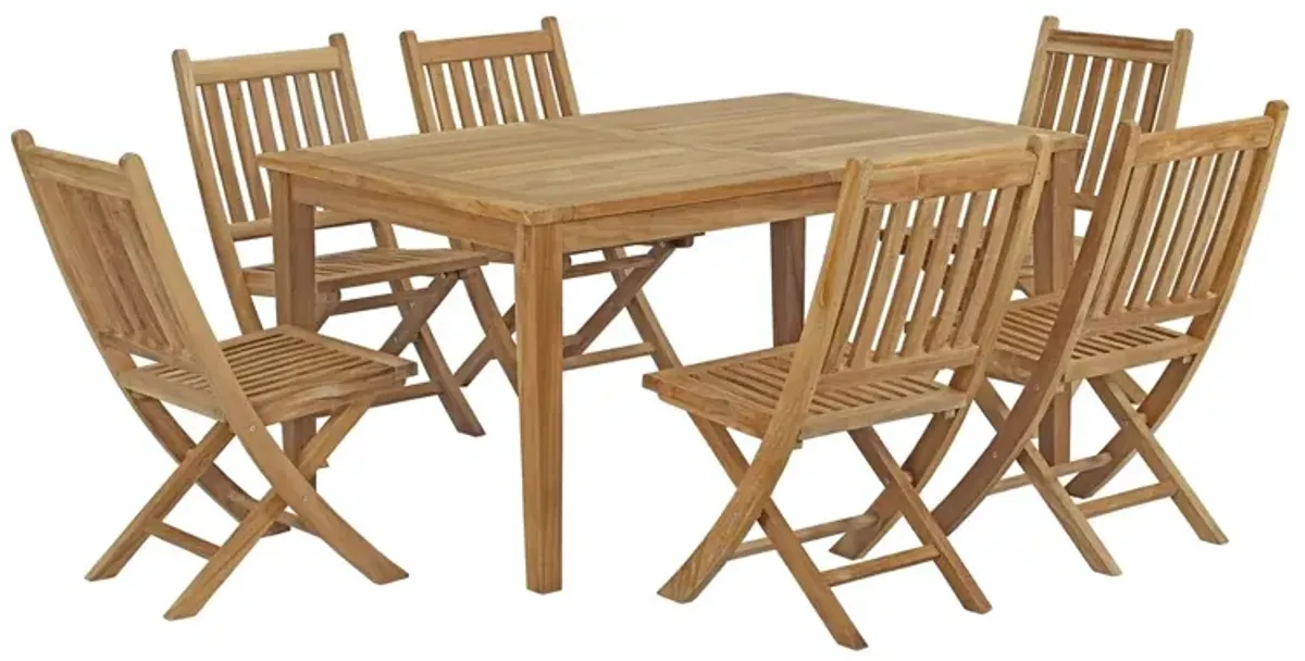 Marina 7 Piece Outdoor Patio Teak Dining Set by Modway Natural