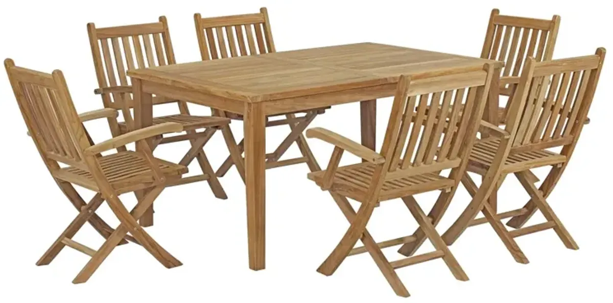 Marina 7 Piece Outdoor Patio Teak Dining Set by Modway Natural