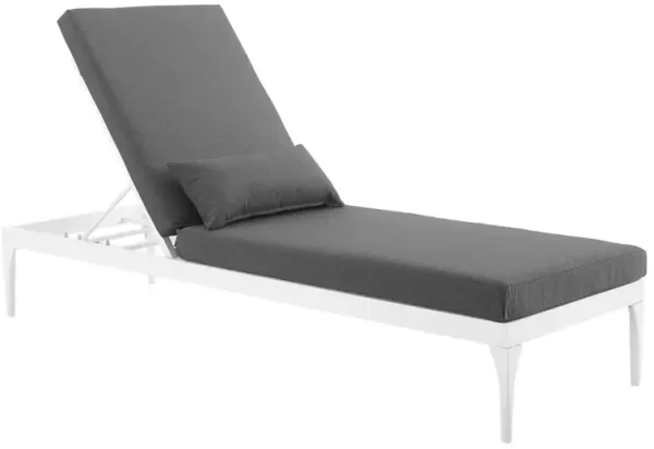 Perspective Cushion Outdoor Patio Chaise Lounge Chair by Modway White Charcoal