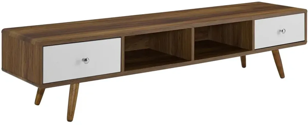 Transmit 70" Media Console Wood TV Stand by Modway Walnut White