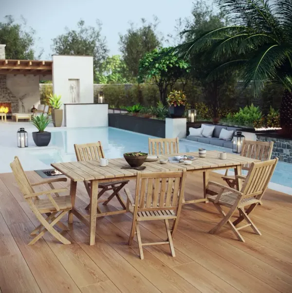 Marina 7 Piece Outdoor Patio Teak Dining Set by Modway Natural
