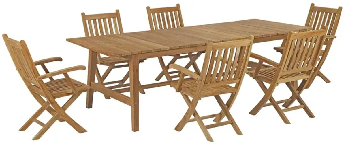 Marina 7 Piece Outdoor Patio Teak Dining Set by Modway Natural