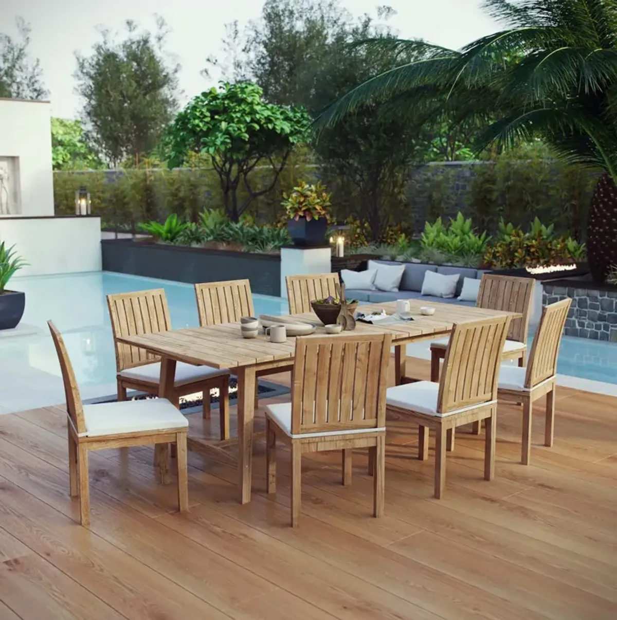 Marina 9 Piece Outdoor Patio Teak Dining Set by Modway