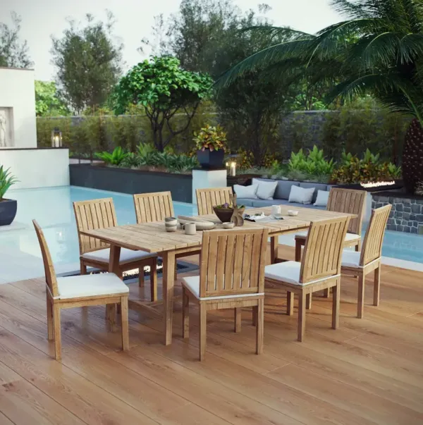 Marina 9 Piece Outdoor Patio Teak Dining Set by Modway