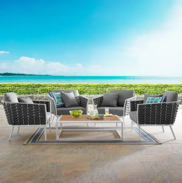 Stance 5 Piece Outdoor Patio Aluminum Sectional Sofa Set by Modway Gray Charcoal