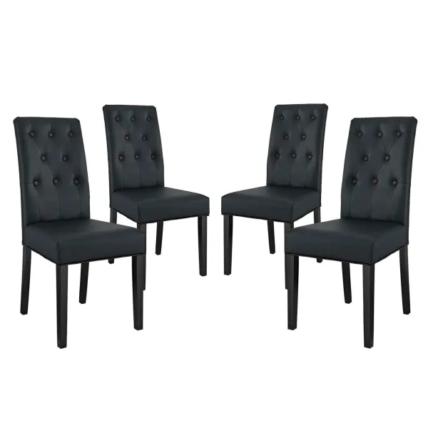 Confer Dining Side Chair Vinyl Set of 4 by Modway Black