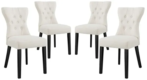 Silhouette Dining Side Chairs Upholstered Fabric Set of 4 by Modway Beige